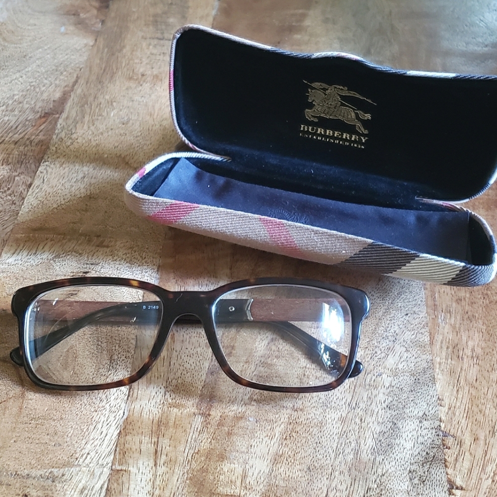 BURBERRY Glasses - RX Prescription Eyeglasses - Tortoise Shell Wooden Frames